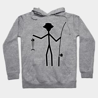 Funny Fisherman Stick Figure Holding Fish Bones Hoodie